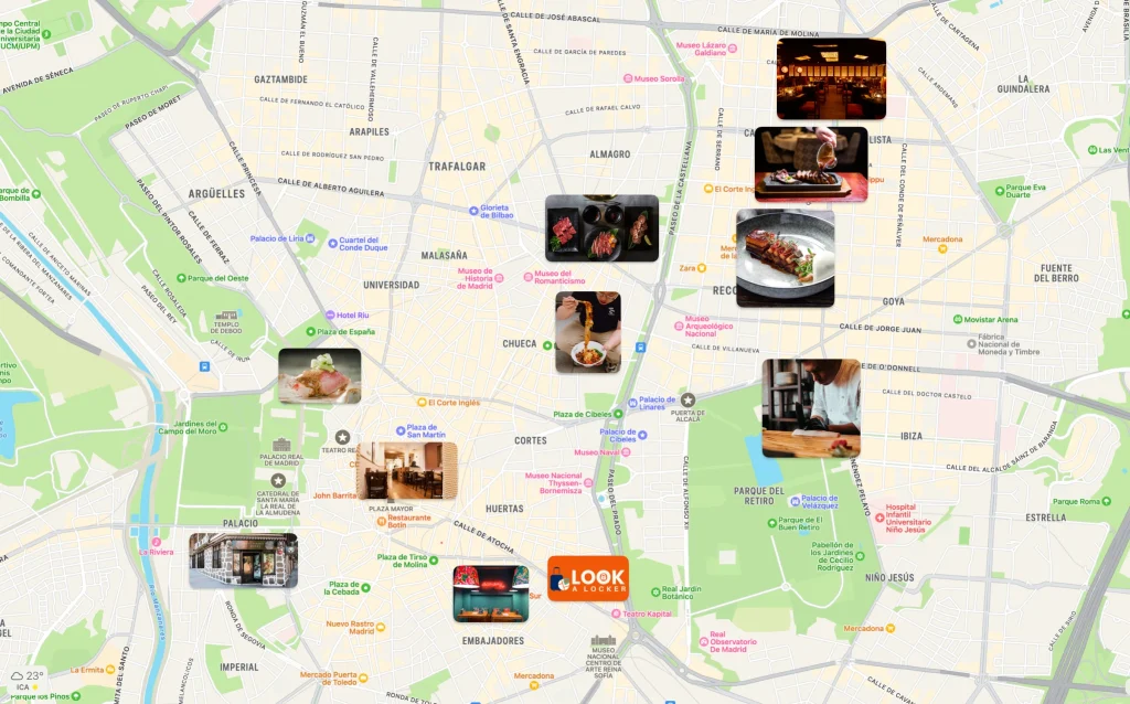 Mapa de los 10 mejores restaurantes asiáticos de Madrid